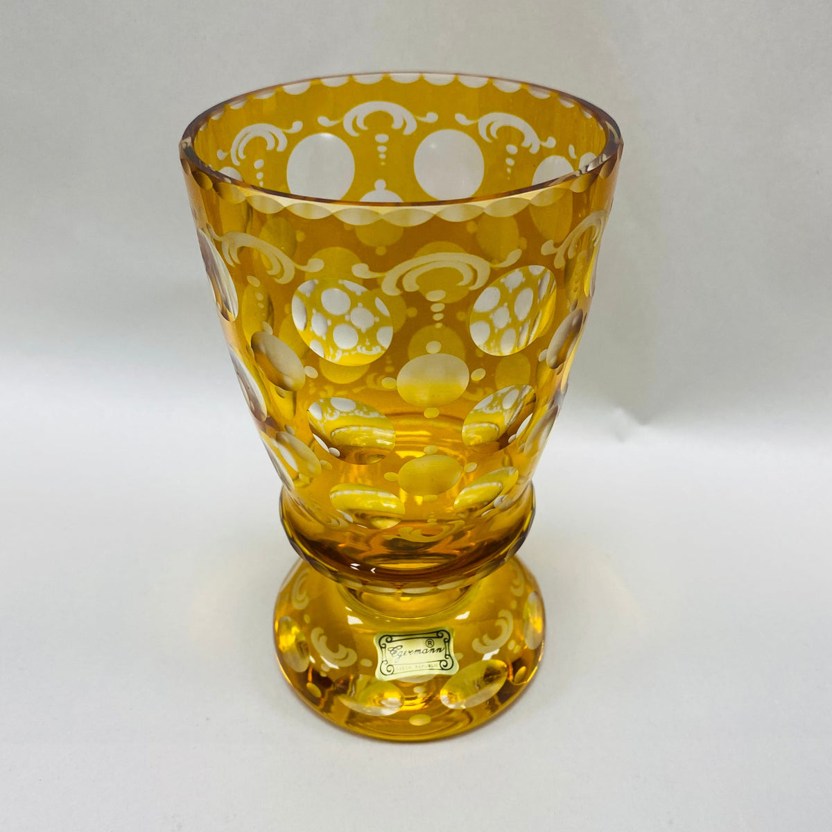 Egermann Czech Amber Colour Cut Handblown Vase & Box – FARA Charity Shops